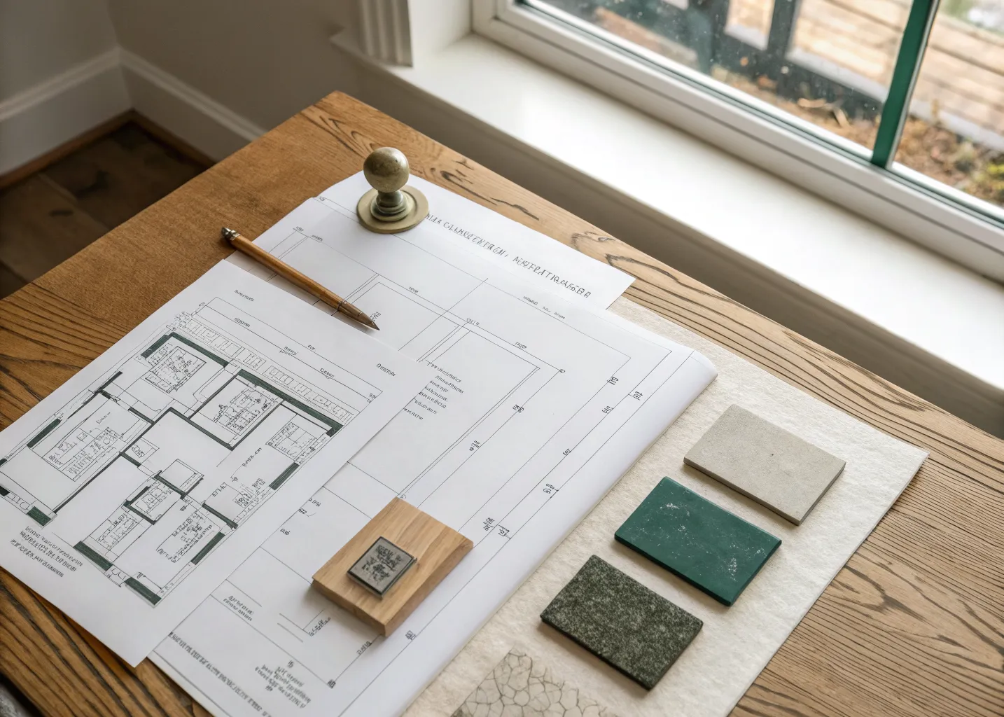 Construction drawings and material samples for the Lindqvist house