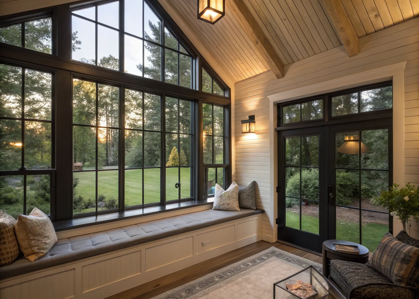 Vaulted family room with the garden window wall