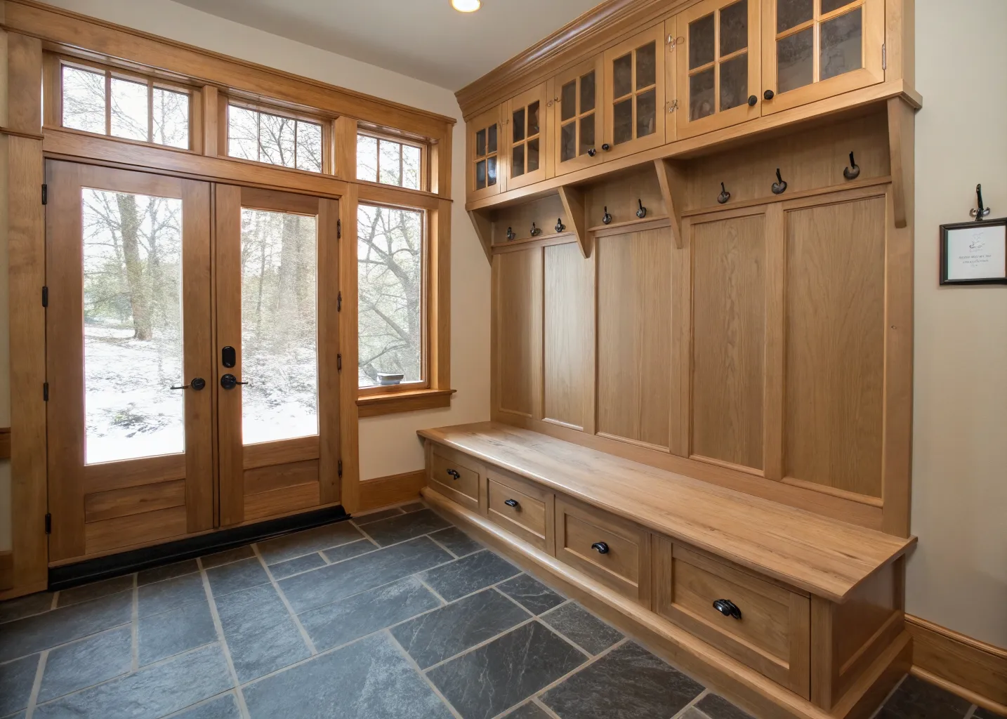 The mudroom found in a broom closet and three feet of hallway