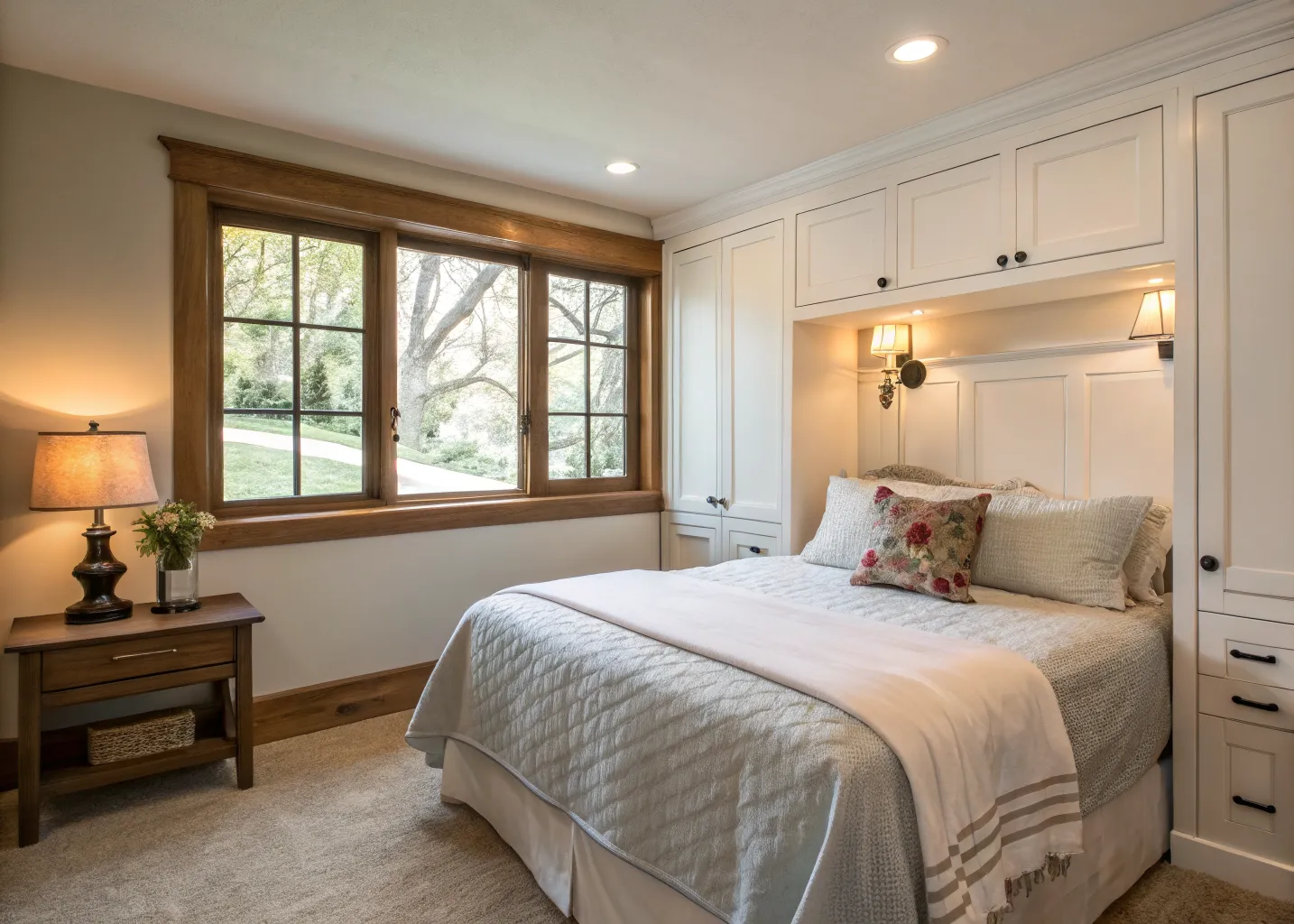 Basement guest room with real egress light