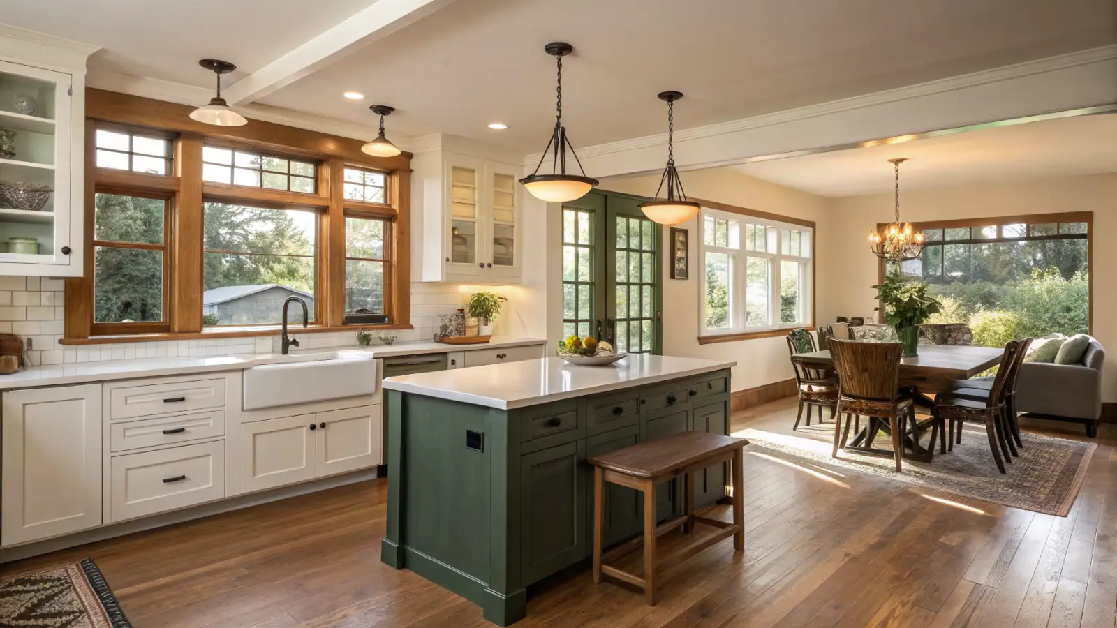 Remodeled Madison kitchen with white oak cabinetry and morning light