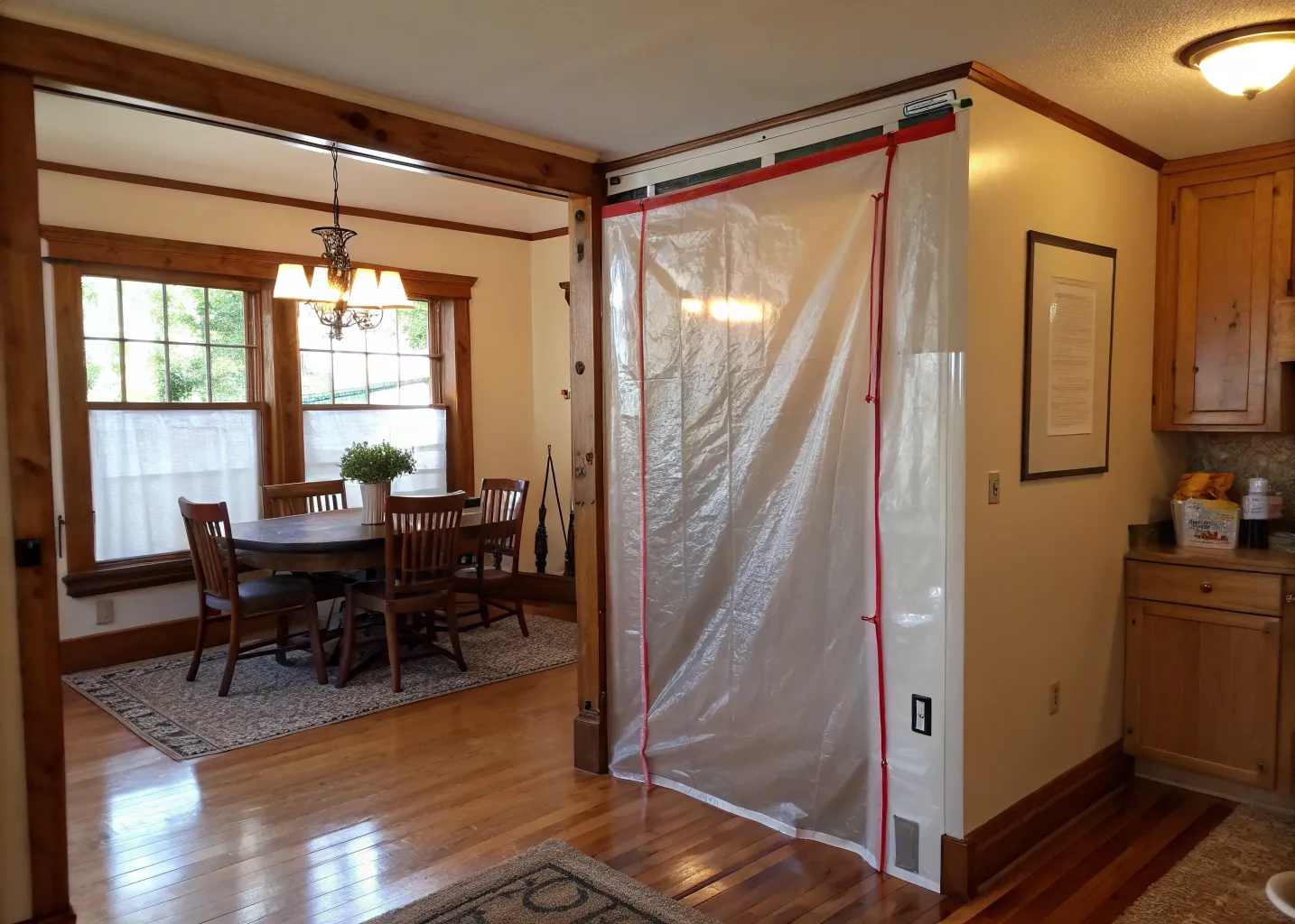 Dust protection sealing the work zone from the rest of the house